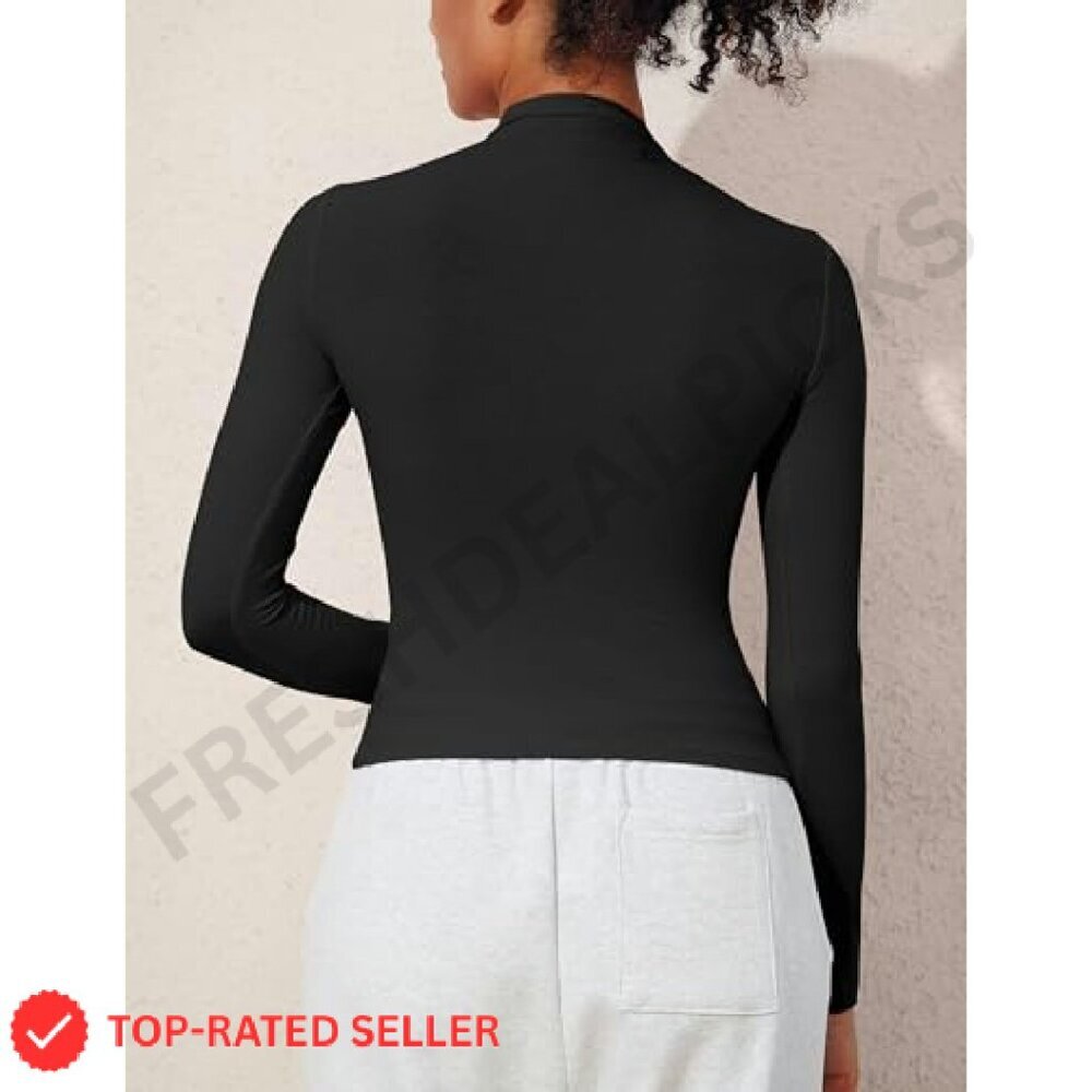Mock Neck Long Sleeve Crop Top Cotton Fitted Y2K Chic Fall Fashion - Picture 7 of 8